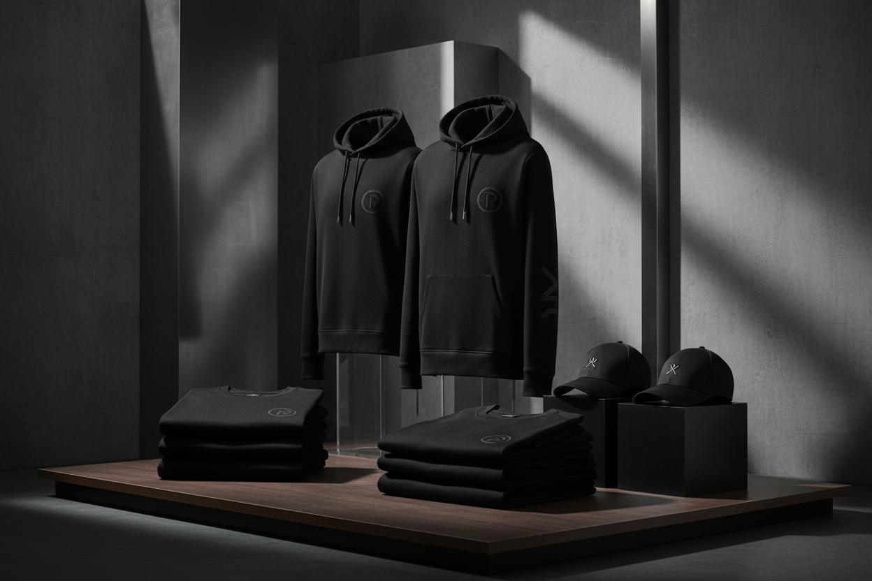 Luxury black theme coporate tshirts, hoodies, caps